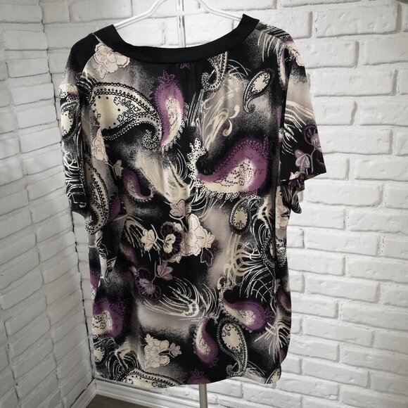 Reitmans Plus Ladies Size 3X Black/Purple/Grey/Off White Top - Picture 2 of 6
